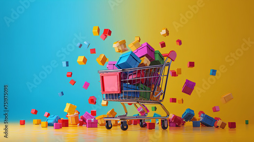  Concept of Online Business with 3D Shopping Cart