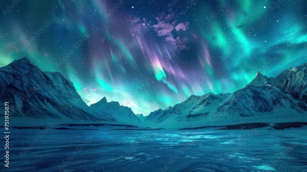A stunning aurora shimmering in the night sky.
