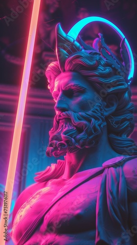 A neon fueled representation of Hades ruler of the underworld in Greek mythology photo