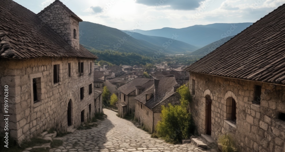  Charming cobblestone alleyway in a quaint village