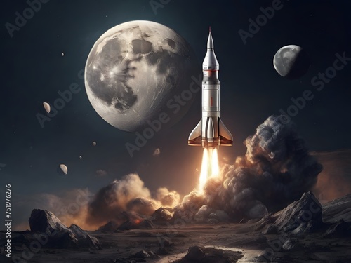 Space Rocket Launches into the Sky with Incredible Speed,rocket to the moon