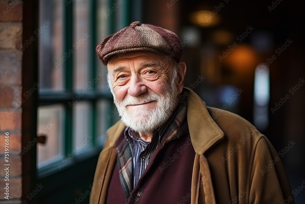 Portrait of an old man with a beard and a cap. Portrait of an old man with a beard and a cap.