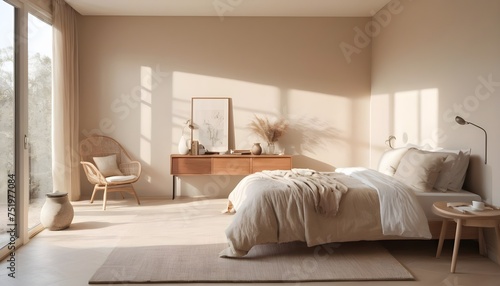 A bedroom with a bed and a chair bedroom
