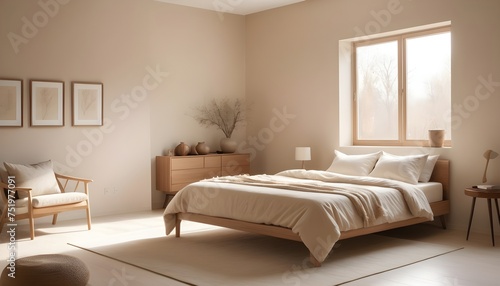 A bedroom with a bed and a chair bedroom © itnozirmia