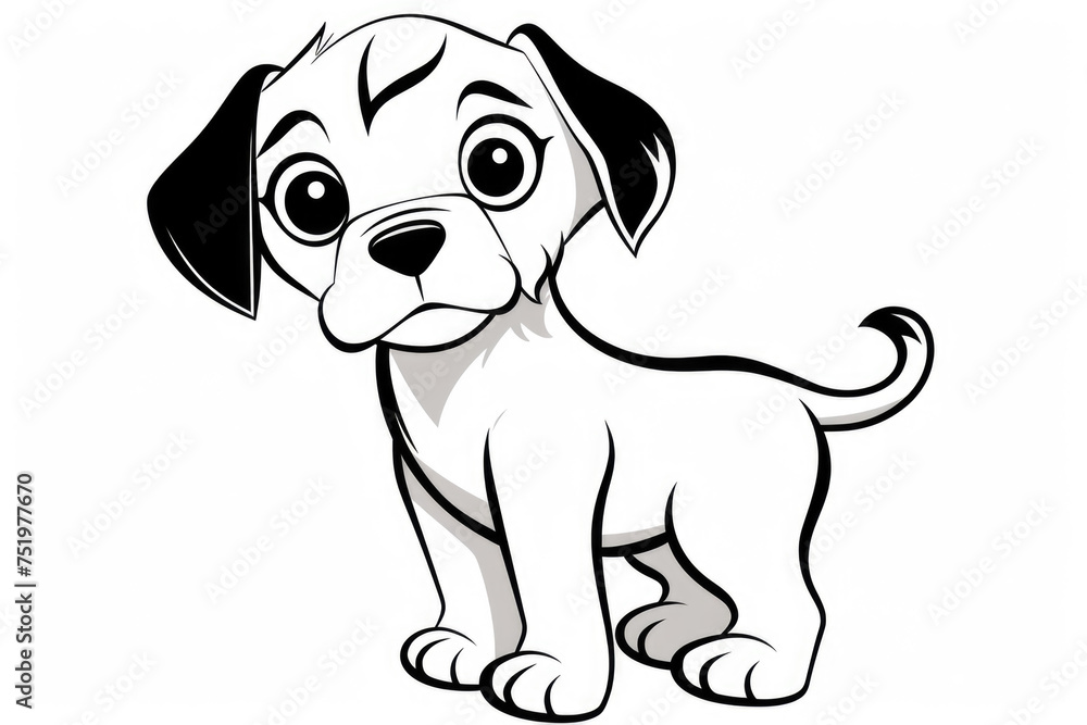 Fototapeta premium Simple coloring page of a puppy