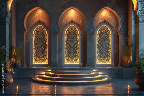 elegant arabesque mosque arch interior