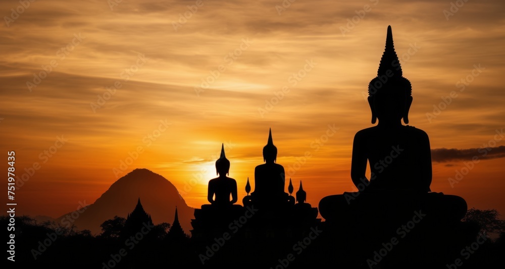  Tranquil sunset over ancient temple complex