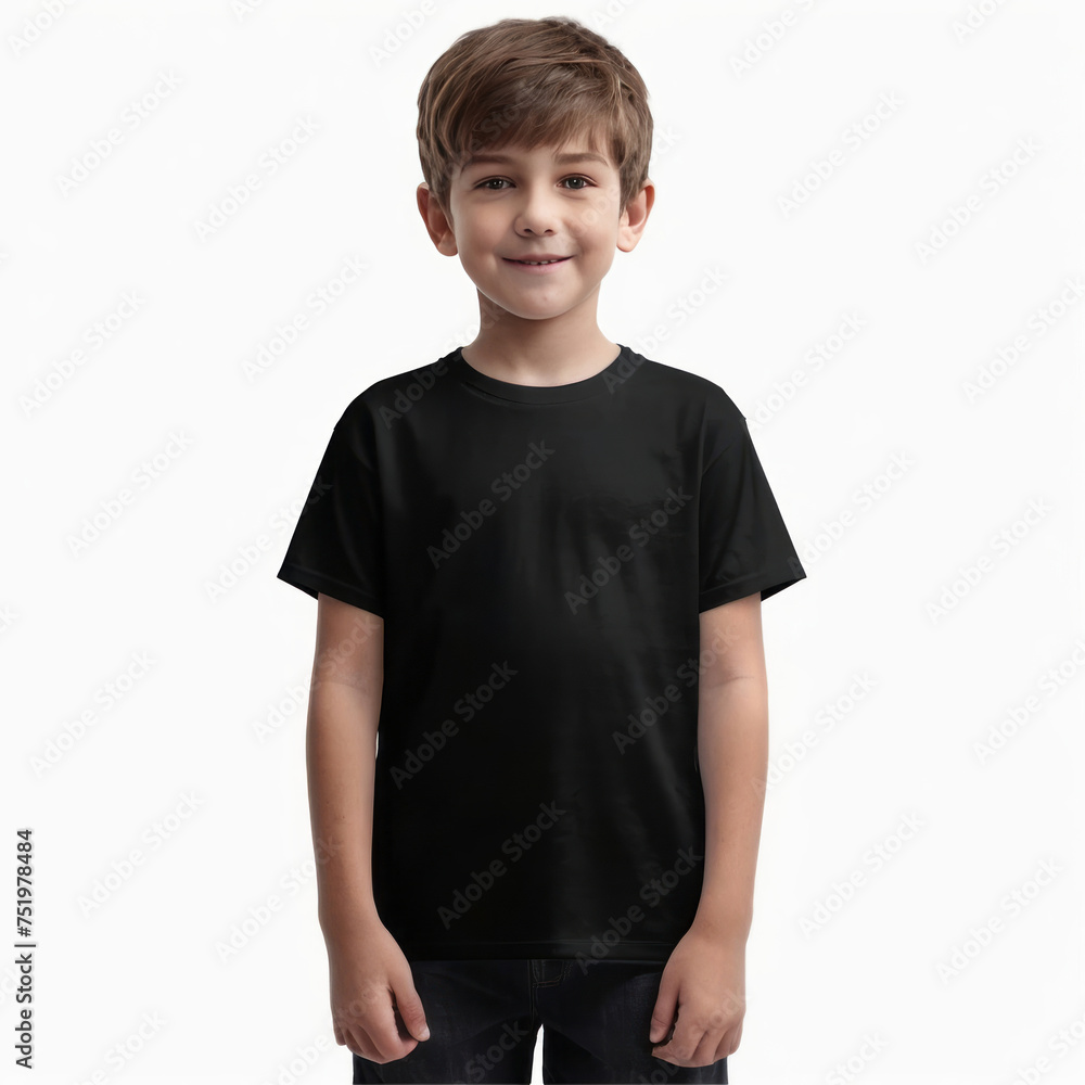 boy wearing black tshirt mock up, kids black tshirt mockup front view boy wearing black tshirt mock up, kids black tshirt mockup front view