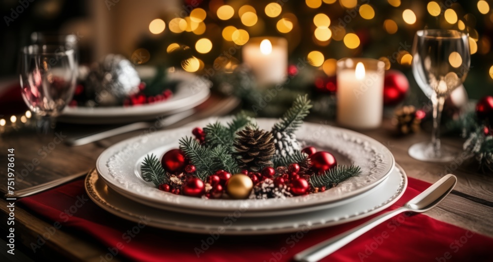  Elegant Christmas table setting with festive decorations