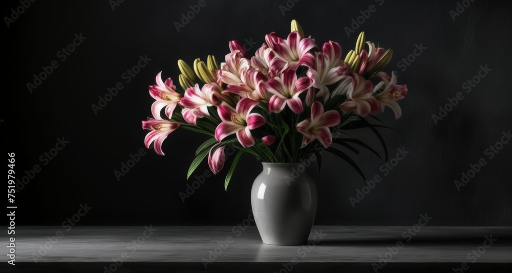 Elegance in bloom - A bouquet of pink lilies in a minimalist setting Elegance in bloom - A bouquet of pink lilies in a minimalist setting