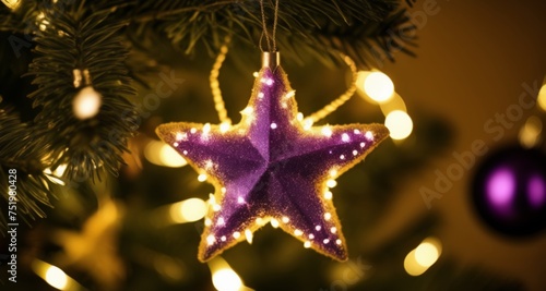  Glowing Star Ornament on Christmas Tree © vivekFx
