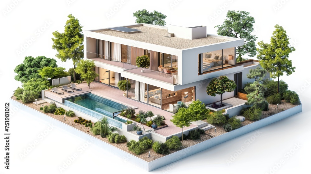 .3D rendering of a modern comfortable house with swimming pool, house, luxury, villa, modern, architecture, building, exterior, residential, property, designer .3D rendering of a modern comfortable house with swimming pool, house, luxury, villa, modern, architecture, building, exterior, residential, property, designer