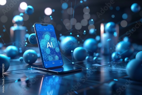 smartphone with in intelligence Ai, Chat with AI Artificial Intelligence, futuristic technology
