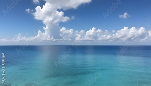 A large body of water with clouds in the sky calm ocean landscape © itnozirmia
