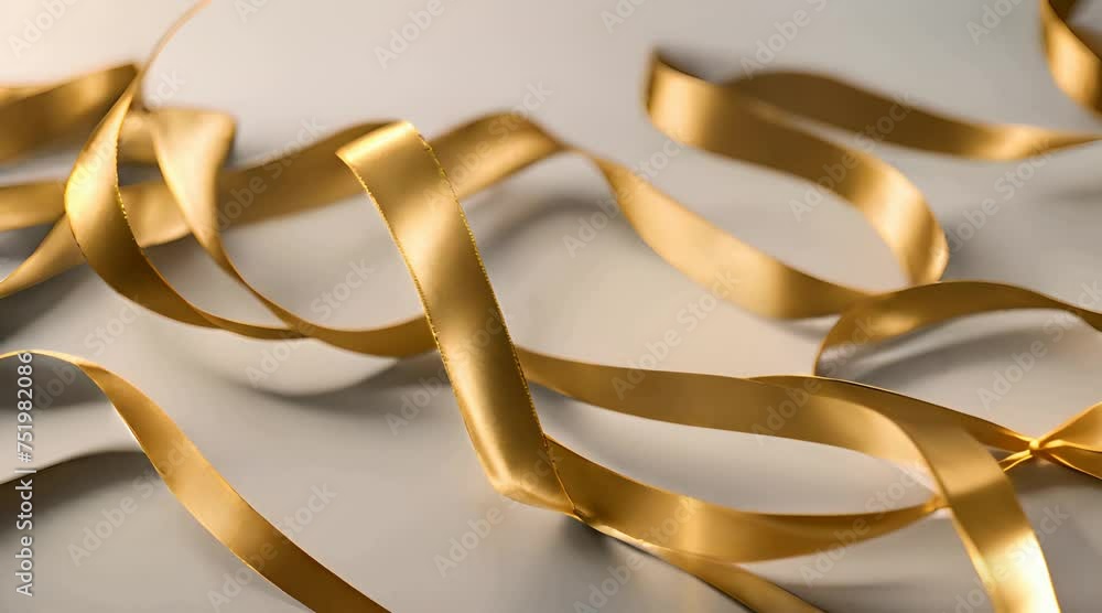 Abstract golden Ribbon shiny isolated on white background, blurred background Abstract golden Ribbon shiny isolated on white background, blurred background