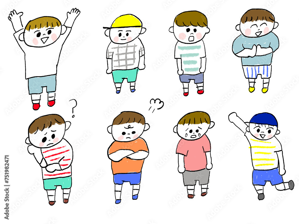 Naklejka premium イラストセット 男の子01