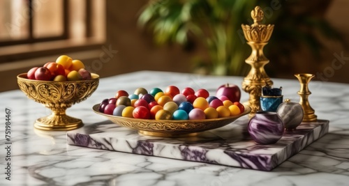  Elegant Easter table setting with gold and marble accents