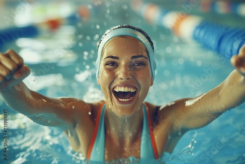 Young female swimmer happy in the swimming pool © Hungarian