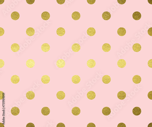 Baby Pink Background With Gold Polka Dots Pattern