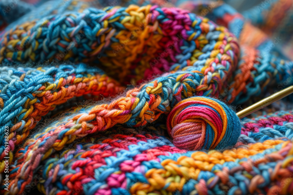 Close-up of colorful knitting