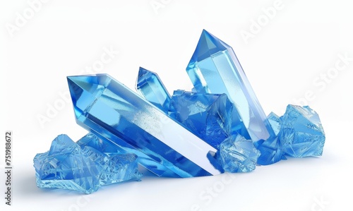 blue crystal mineral on white background