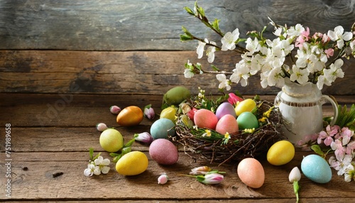 Colorful Easter Eggs Background. Banner size. 3d illustration

