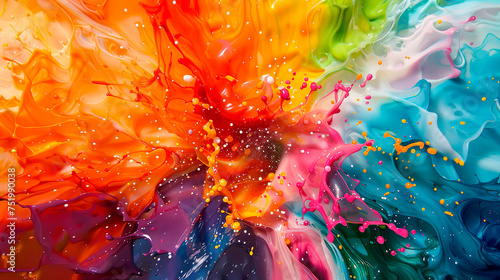 Abstract background with colorful paints explosion