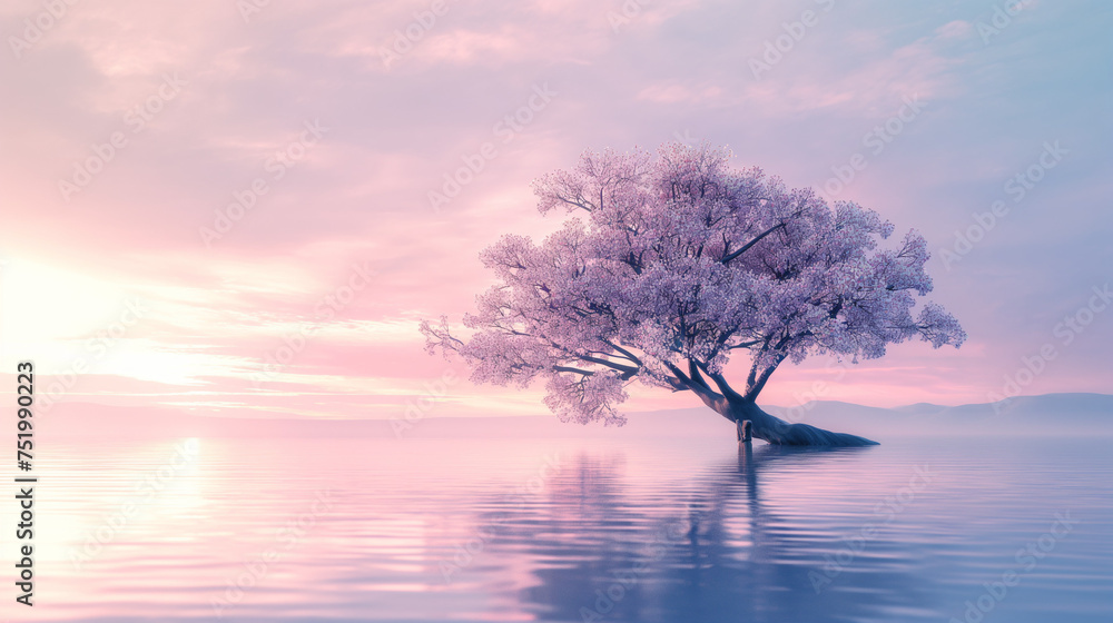 Cherry blossoms tree on the lake Cherry blossoms tree on the lake