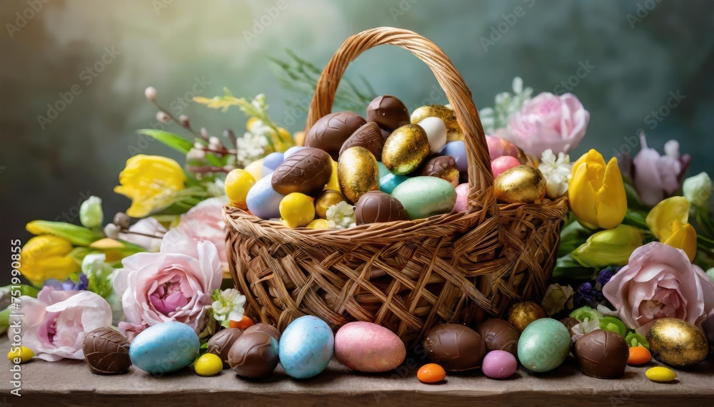 Colorful Easter Eggs Background. Banner size. 3d illustration