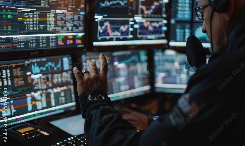 Bussiness man doing market analyze with monitor or screen charts. Bussiness man doing market analyze with monitor or screen charts.