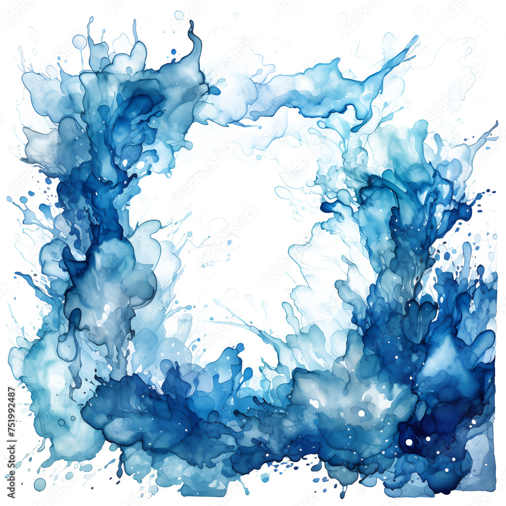 Abstract art background vector. Luxury minimal style wallpaper with blue watercolor flower blue and white watercolor flower art. watercolor blue flower splash on white and transparent background