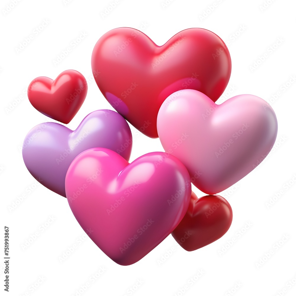 3 d render of heart shaped isolated on white background. valentine s day concept, love and romantic theme