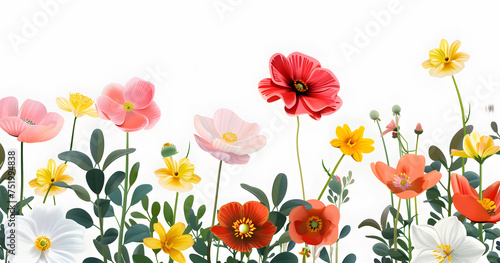 Colorful spring flowers in the garden isolated on the white background. Summer background concept wallpaper