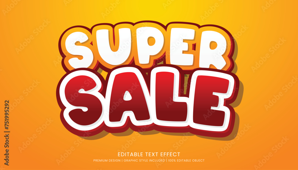 super sale text effect template with minimalist style and bold font concept use for brand advertising