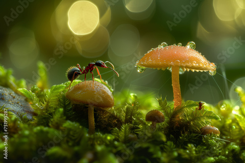 Mokhovaya Polyana: An ant on a mushroom photo