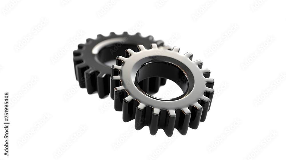 Gears icon. Setting Gear 3d icon isolated on transparent background Gears icon. Setting Gear 3d icon isolated on transparent background