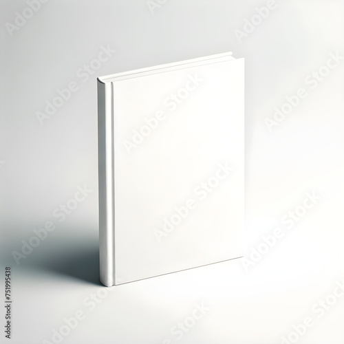 Contemporary White Hardcover Book Mockup Standing with Shadow on a Bright Gradient Background, Perfect for Visualizing the Final Look of Book Covers