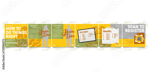 Simple, modern and minimalist social media template bundle carousel with neurological theme workshop