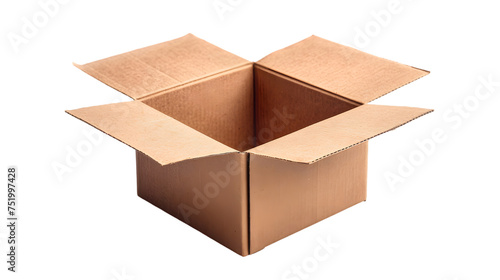 one open cardboard box on transparent background