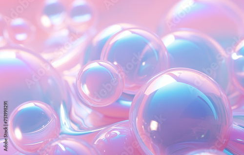 pink and blue bubbles on a pink background, ray tracing style, polished metamorphosis, bold color combinations, realistic hyperdetalization, glass as a material, soft focus, fabulous shades