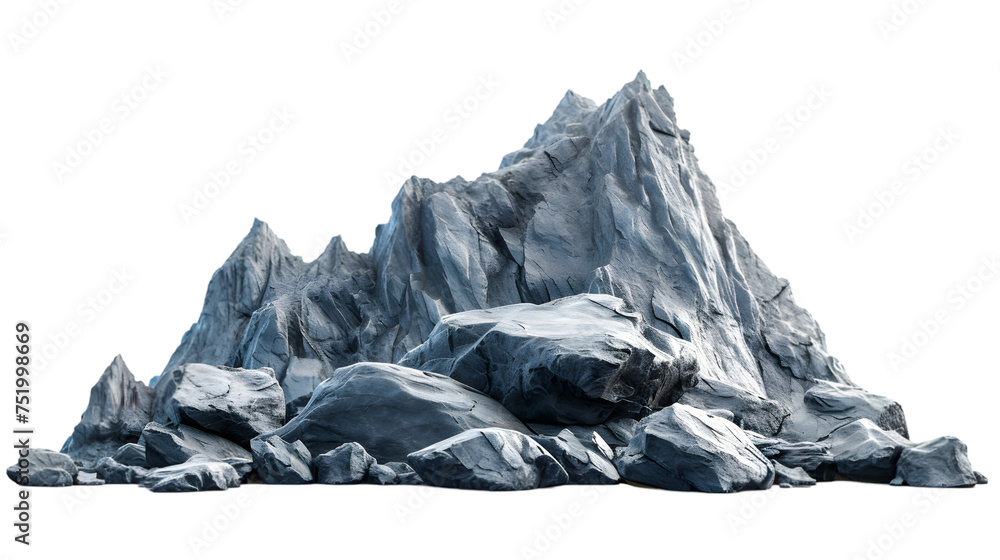 Realistic rock mountains shapes landscape cutout isolated on transparent background