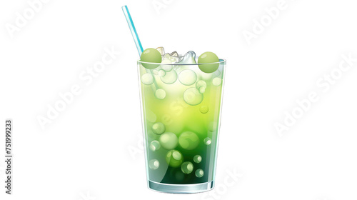 Isolated Green Bubble Tea on White Background.png