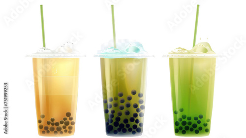 Collection set a plastic cup of iced bubble tea boba on a transparent background.png