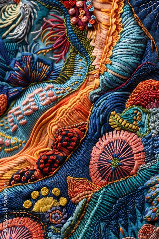 Realistic embroidery abstract design background texture Generative Ai Realistic embroidery abstract design background texture Generative Ai