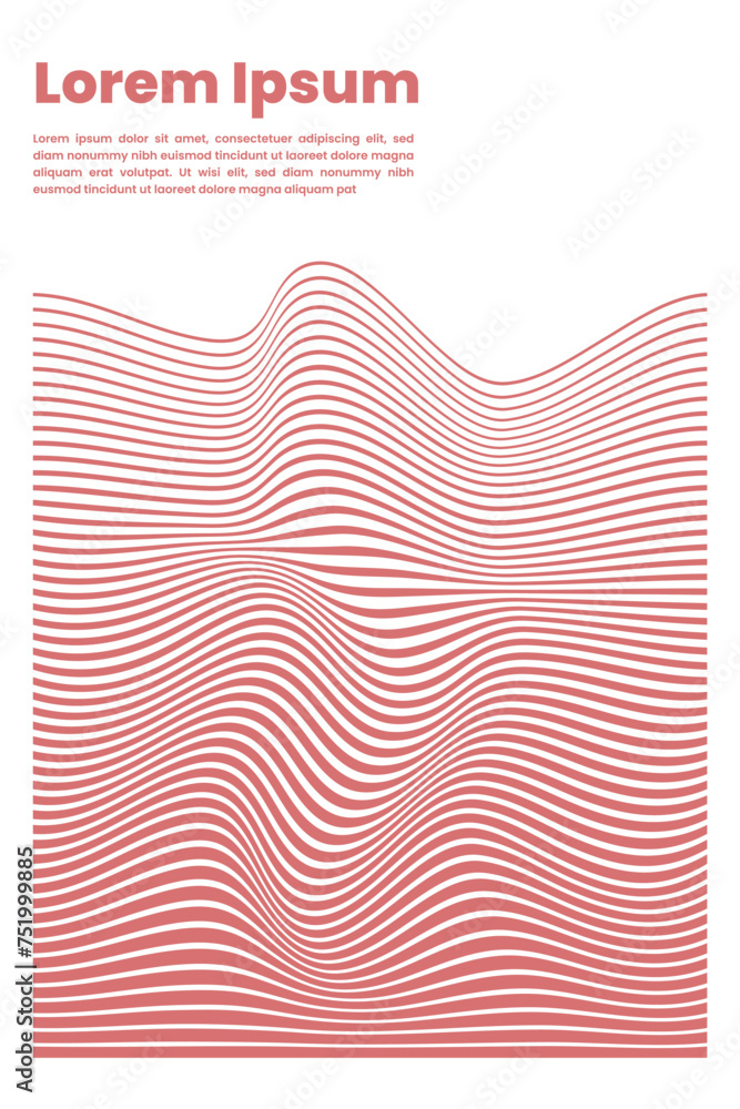 poster stripes red optical art wave . Vector background illustration poster stripes red optical art wave . Vector background illustration