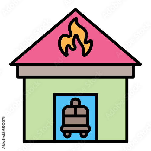   Fire Station line filled icon
