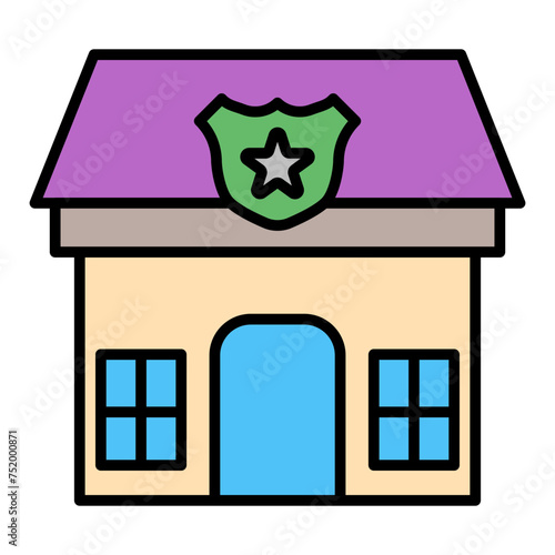   Police Station line filled icon