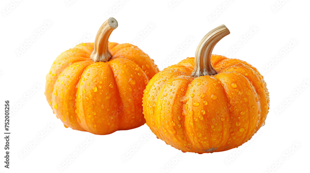 Obraz premium two decorative small pumpkins isolated on transparent background
