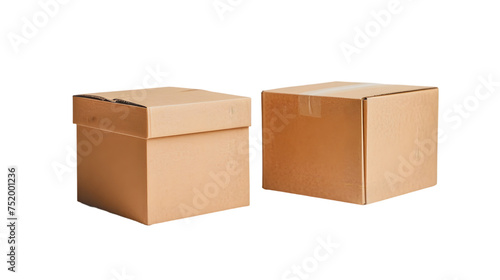 two closed cardboard boxes isolated on transparent background © master graphics 