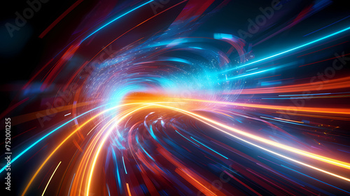 High-speed tunnel with dynamic light trails